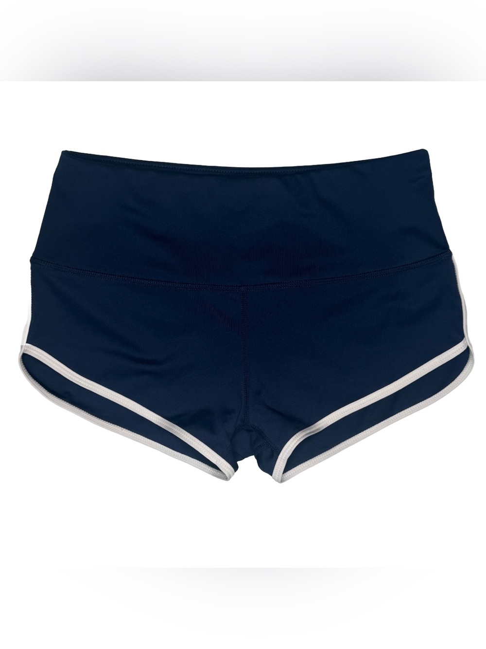 Women’s Navy Retro Athletic Booty Shorts with White Trim Size Small